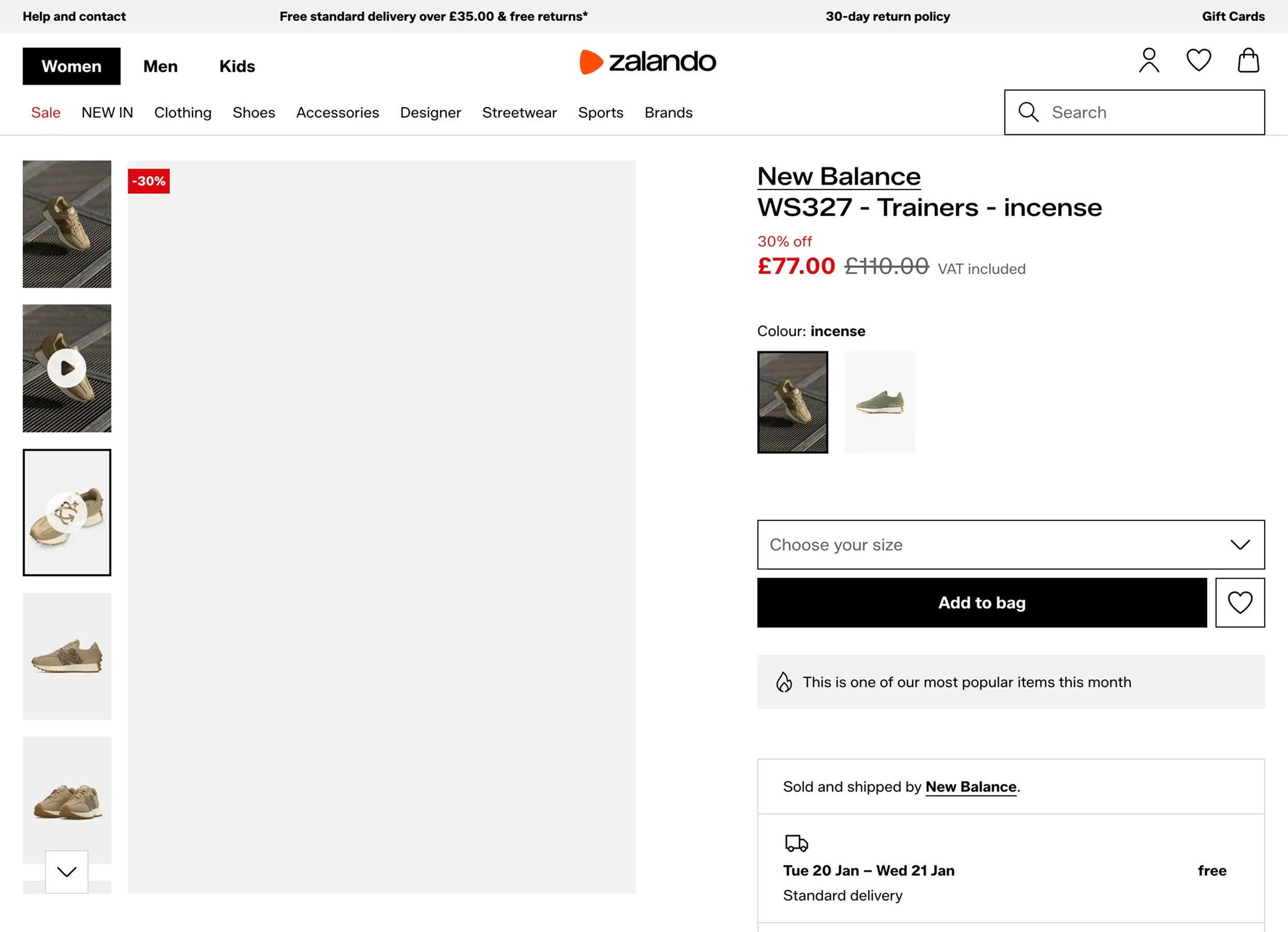 Product detail page